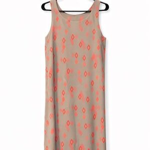 Tea n Rose Tan and Orange Sleeveless Midi Dress